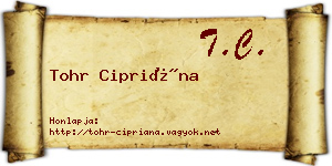 Tohr Cipriána névjegykártya